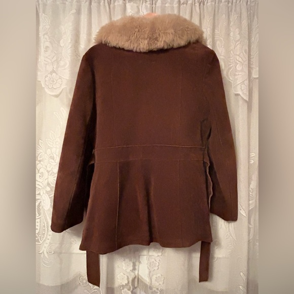 Vintage 1970s Suede Penny Lane Coat with Fur Trim - Picture 2 of 14